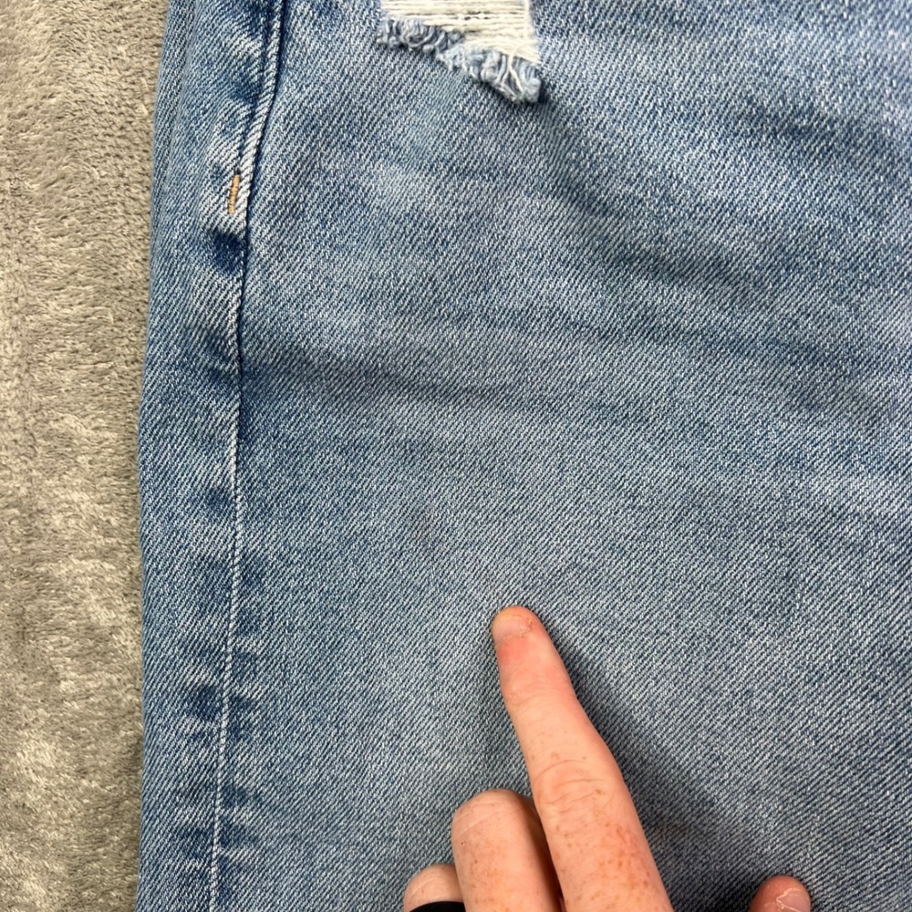 American Eagle Mom Jeans Womens 00 Light Wash Stretch Distressed High Rise - Picture 16 of 16